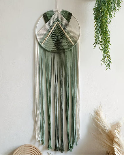 Macramé Hoop Wall Decor with Chevron Pattern and Fringe