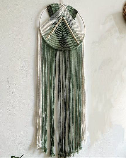 Macramé Hoop Wall Decor with Chevron Pattern and Fringe