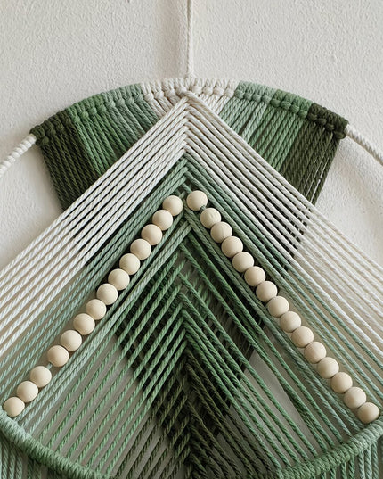 Macramé Hoop Wall Decor with Chevron Pattern and Fringe