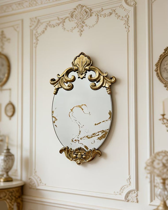 Oval Wall Mirror with Ornate Frame