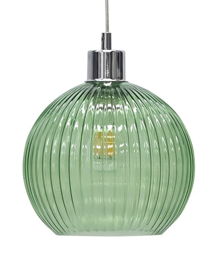 Ribbed Glass Globe Pendant Lamp