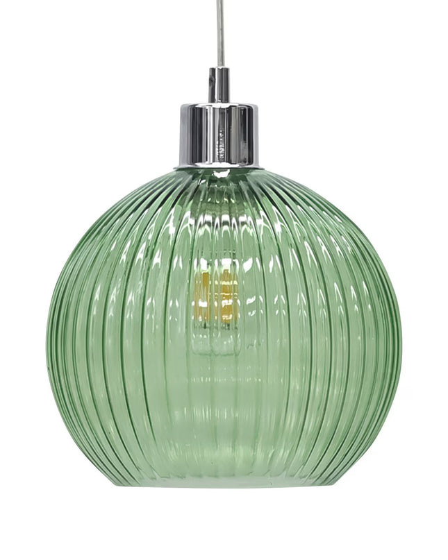 Ribbed Glass Globe Pendant Lamp